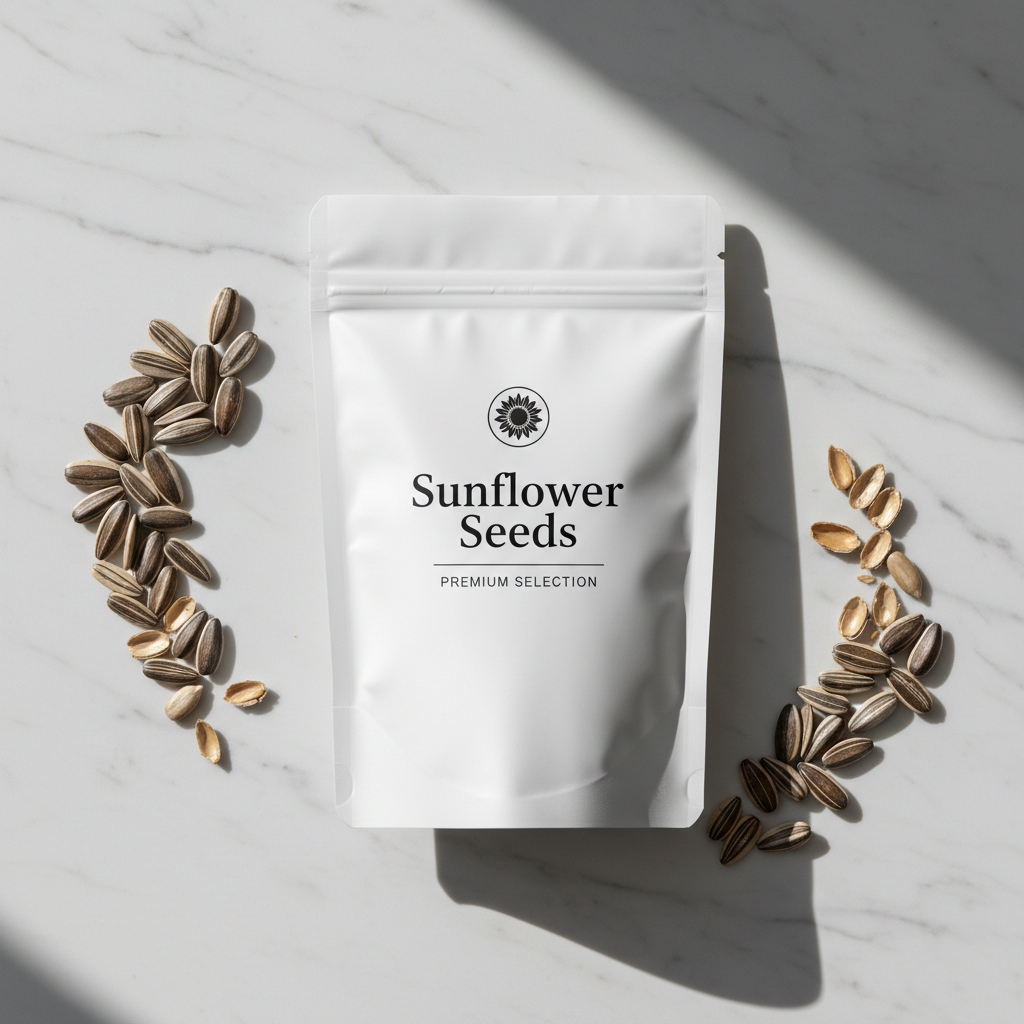 Sunflower Seeds 500g white packaging with product name label by Liora