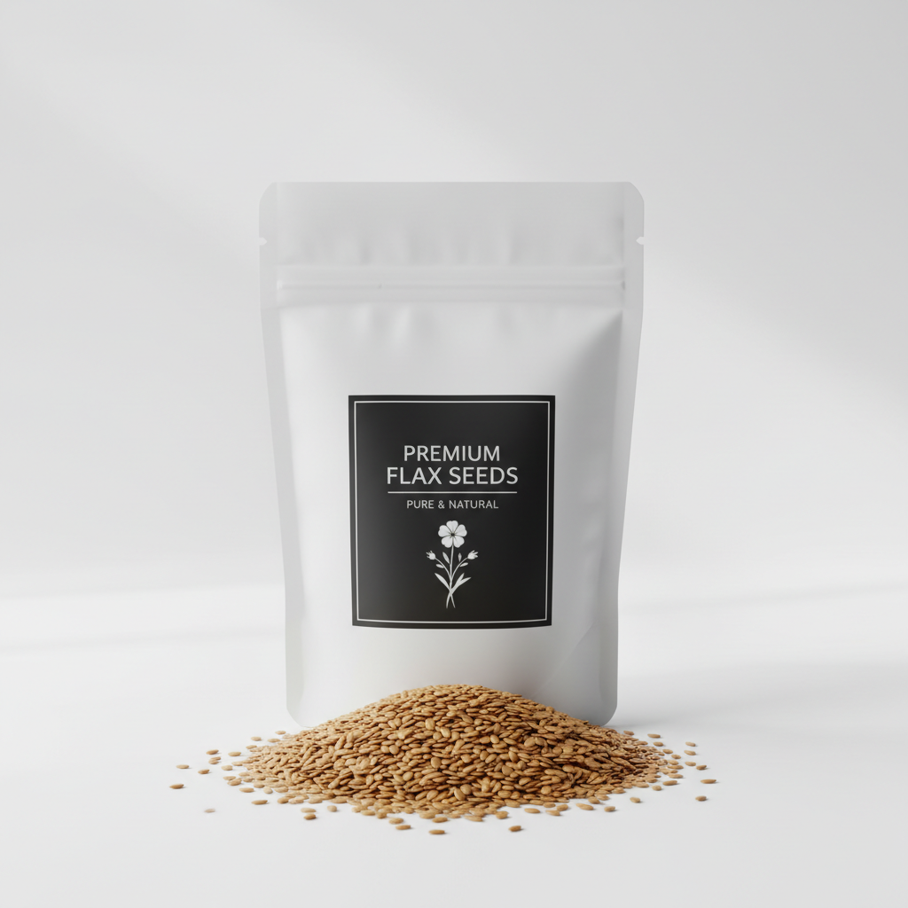 Flax Seeds 500g simple white packaging by Liora