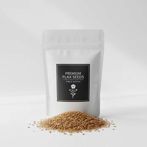 Flax Seeds 500g simple white packaging by Liora